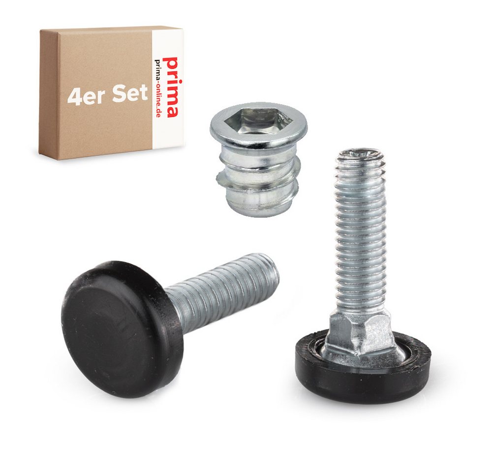 Prima-Online Stellfuß 4er Set Regulierschraube Stellfüße M8 mit M8x15mm Einschlagmuttern von Prima-Online