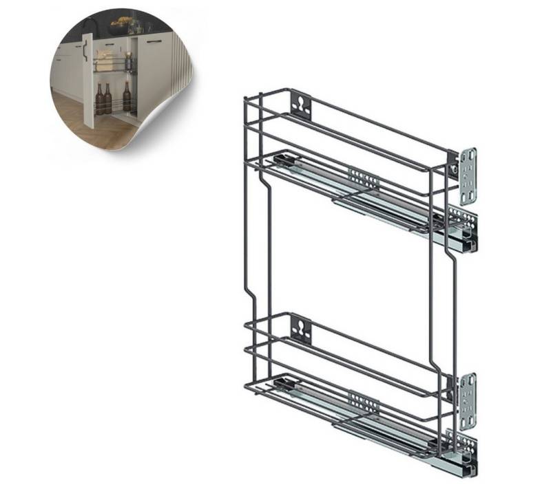 Prima-Online Unterschrank Unterschrankauszug Küchenauszug mit Softclose 15-25 cm Anthrazit von Prima-Online