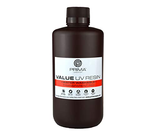 PrimaCreator Value Wasserabwaschbares UV Resin - 1000 ml - Transparent Rot von PrimaCreator