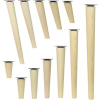 4x Holzfüße Gerade Oder Schräg Rohe Buche Holzmöbelfüße Tischbeine Möbelbeine Holz Möbelfüße Schrank Beine Kegel 4 Stück Höhe 6-68cm von PrimaOnline