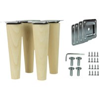 4x Holzfüße Gerade Rohe Buche Holzmöbelfüße Tischbeine Möbelbeine Holz Möbelfüße Schrank Beine Kegel 4 Stück Höhe 6-68cm von PrimaOnline