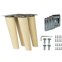 4x Holzfüße Schräg Rohe Buche Holzmöbelfüße Tischbeine Möbelbeine Holz Möbelfüße Schrank Beine Kegel 4 Stück Höhe 6-68cm von PrimaOnline