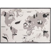 Primaflor-Ideen in Textil Kinderteppich "LINIA - Weltkarte", rechteckig, 3 mm Höhe, Flachgewebe, Motiv Weltkarte, In- und Outdoor geeignet, Kinderzimmer von Primaflor-Ideen In Textil