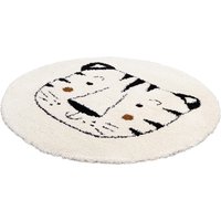 Primaflor-Ideen in Textil Kinderteppich "NOMAD - Whiter Tiger", rund, 35 mm Höhe, Hochflor, Motiv Tiger, weich & kuschelig, Kinderzimmer von Primaflor-Ideen In Textil