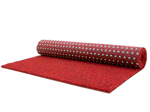 Balkon Rasen Rasenteppich im Festmaß Vliesrasen mit Noppen - Rot 133 x 300 cm, Wasserdurchlässiger Vlies-Kunstrasen von Primaflor - Ideen in Textil