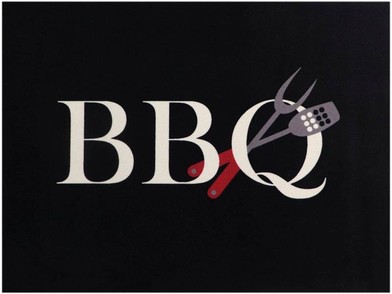 Primaflor-Ideen in Textil Fußmatte BBQ Grillunterlage schwarz, Made in Belgium, rechteckig, Höhe: 5 mm, Grillmatte ideal als Bodenschutz, mit Spruch, rutschhemmend, waschbar von Primaflor-Ideen in Textil