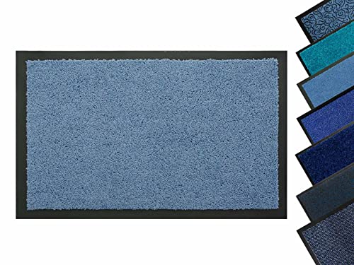 Primaflor - Ideen in Textil Blaue Fußmatte - Schmutzfangmatte - Blau - 40 x 60 cm - Waschbare Eingangsmatte - Rutschfester Türvorleger - Sauberlaufmatte für Innen & Außen von Primaflor - Ideen in Textil