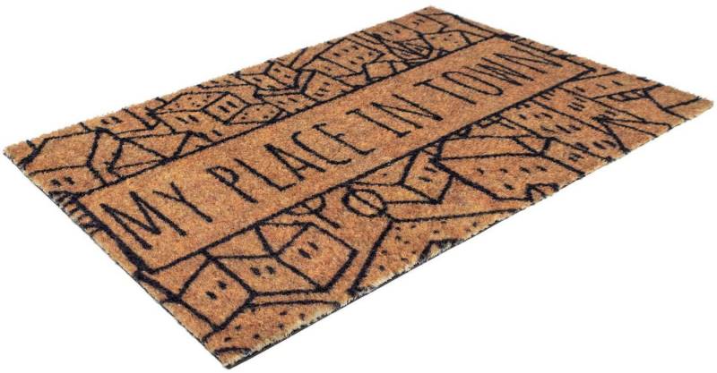 Primaflor-Ideen in Textil Fußmatte Schmutzfangmatte COUNTRY, Place in Town, rechteckig, Höhe: 7 mm, Schmutzfangmatte, Kokos-Optik, mit Spruch, rutschhemmend, waschbar von Primaflor-Ideen in Textil
