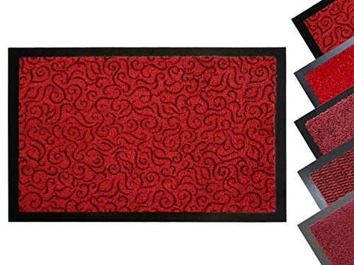 Primaflor - Ideen in Textil Rote Fußmatte - Schmutzfangmatte - Rot-Gemustert - 90 x 150 cm - Waschbare Eingangsmatte - Rutschfester Türvorleger - Sauberlaufmatte für Innen & Außen von Primaflor - Ideen in Textil
