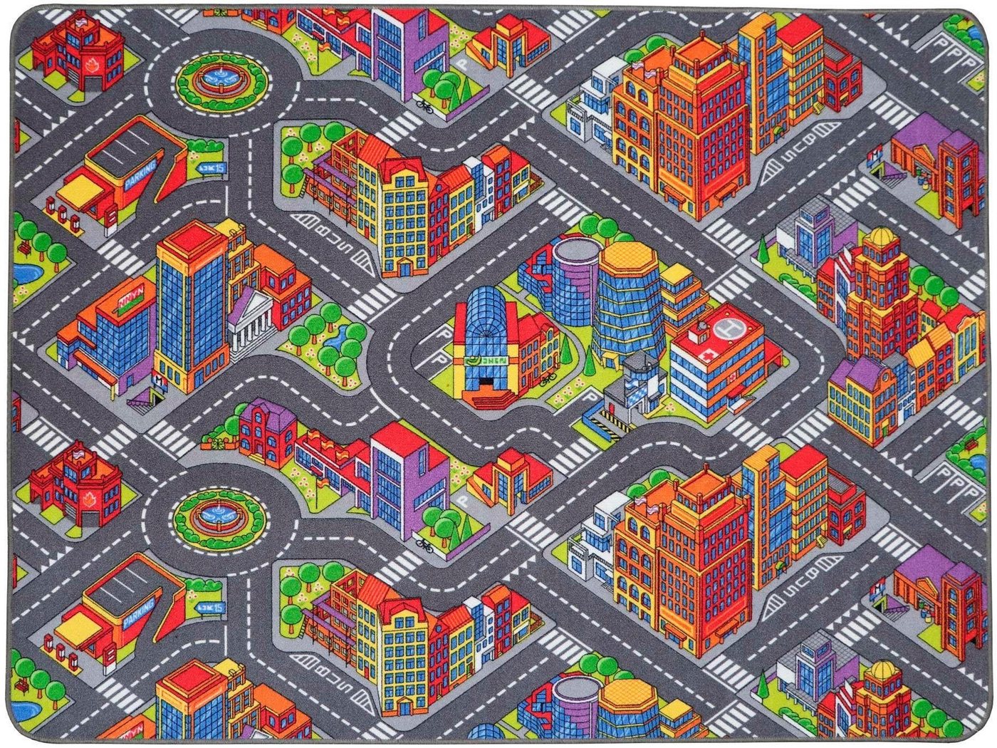 Kinderteppich BIG CITY, Primaflor-Ideen in Textil, rechteckig, Höhe: 5 mm, Straßen-Spiel-Teppich, Straßenbreite ca. 9 cm, Kinderzimmer von Primaflor-Ideen in Textil