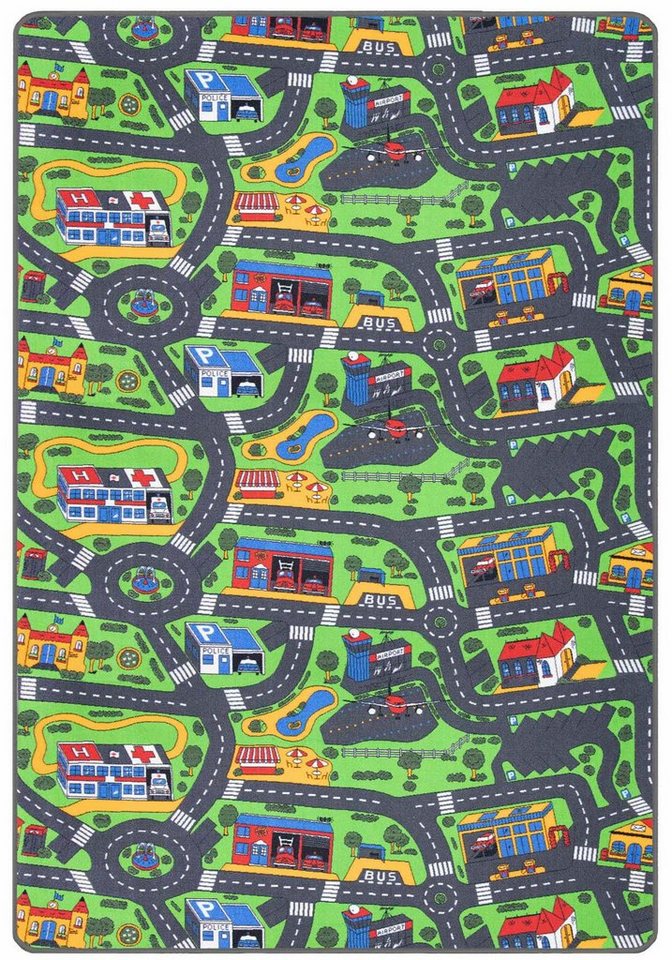 Kinderteppich CITY, Primaflor-Ideen in Textil, rechteckig, Höhe: 5 mm, Straßen-Spiel-Teppich, Straßenbreite ca. 9 cm, Kinderzimmer von Primaflor-Ideen in Textil