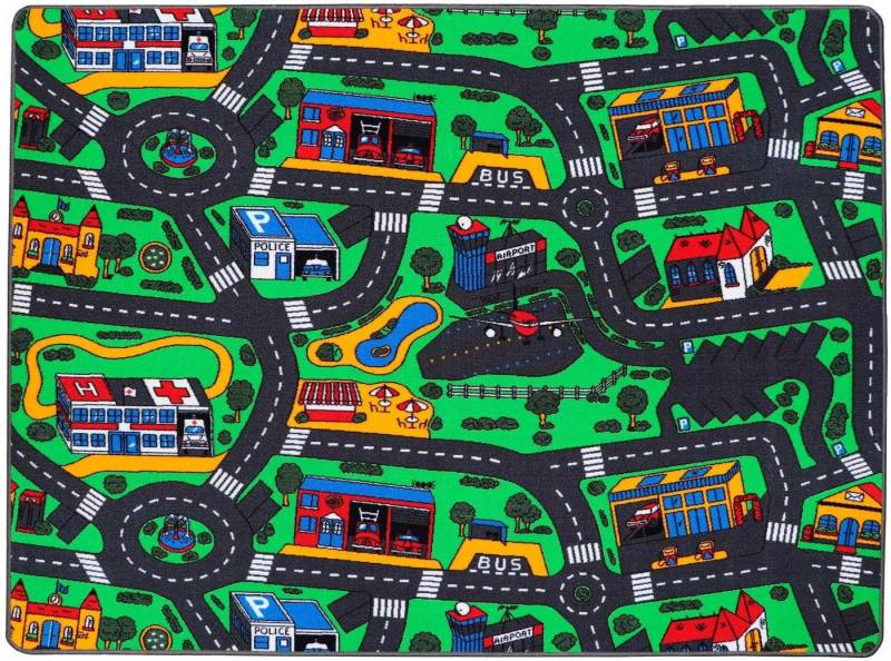 Primaflor-Ideen in Textil Kinderteppich CITY, Made in Belgium, rechteckig, Höhe: 5 mm, Straßen-Spiel-Teppich, Straßenbreite ca. 9 cm, Kinderzimmer von Primaflor-Ideen in Textil