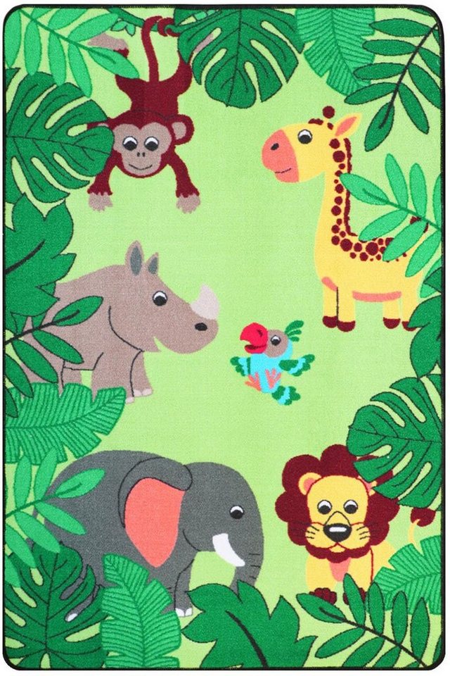 Primaflor-Ideen in Textil Kinderteppich JUNGLE, Made in Belgium, rechteckig, Höhe: 5 mm, Motiv Dschungel Tiere, Kinderzimmer von Primaflor-Ideen in Textil