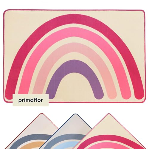 Primaflor Kinderteppich - Rainbow, Pink, 100 x 150 cm, Hochwertiger, Pflegeleichter Teppich für Kinder- und Babyzimmer, Spielteppich mit Regenbogen für Mädchen und Jungen von Primaflor - Ideen in Textil