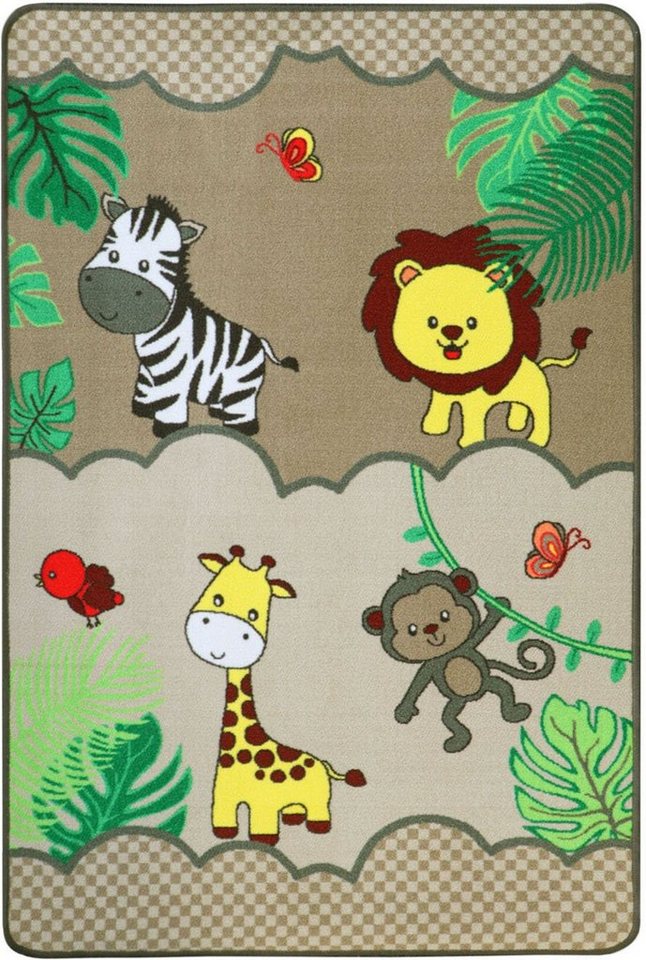 Kinderteppich SAFARI, Primaflor-Ideen in Textil, rechteckig, Höhe: 5 mm, Motiv Tiere der Savanne, Kinderzimmer von Primaflor-Ideen in Textil