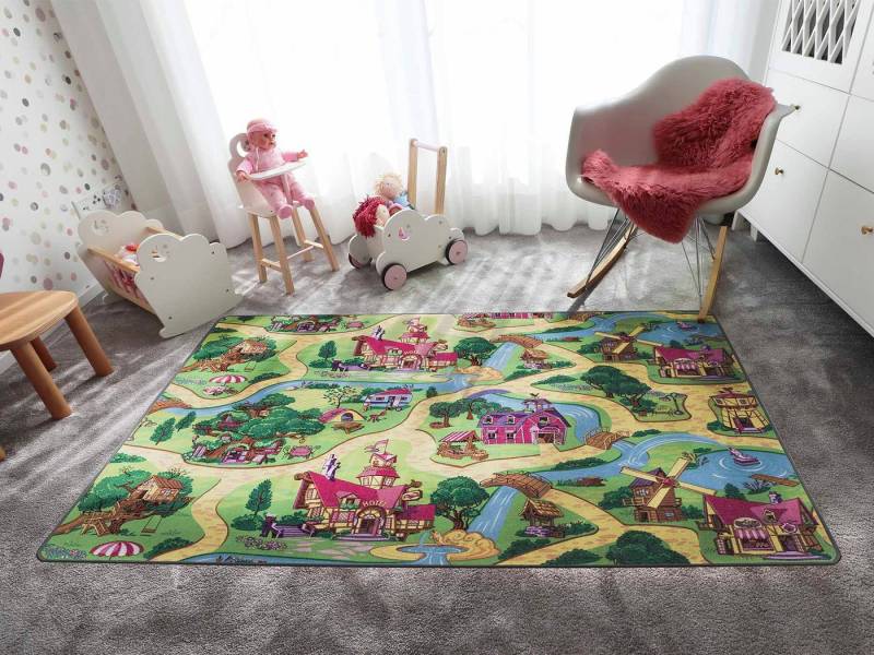 Primaflor-Ideen in Textil Kinderteppich Spielteppich CANDY TOWN, rechteckig, Höhe: 6,5 mm, Kurzflor, Straßen-Spiel-Teppich, Kinderzimmer von Primaflor-Ideen in Textil