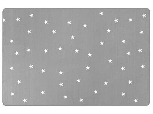 Primaflor Kinderteppich mit Sternen - Stella, Pastell Grau, 100 x 150 cm, Hochwertiger und Pflegeleichter Teppich für Kinder- und Babyzimmer, Spielteppich für Mädchen und Jungen von Primaflor - Ideen in Textil