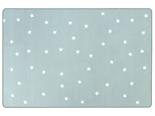 Primaflor Kinderteppich mit Sternen - Stella, Pastell Mint-Grün, 100 x 150 cm, Hochwertiger und Pflegeleichter Teppich für Kinder- und Babyzimmer, Spielteppich für Mädchen und Jungen von Primaflor - Ideen in Textil