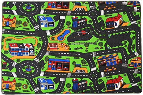 Primaflor - Ideen in Textil Kinderteppich zum Spielen, Verschiedene Motive ✓ Anti-Schmutz-Schicht | Auto-Spielteppich, Auto-Teppich für Jungen & Mädchen | Verkehrsteppich (95cm x 200cm City) von Primaflor - Ideen in Textil