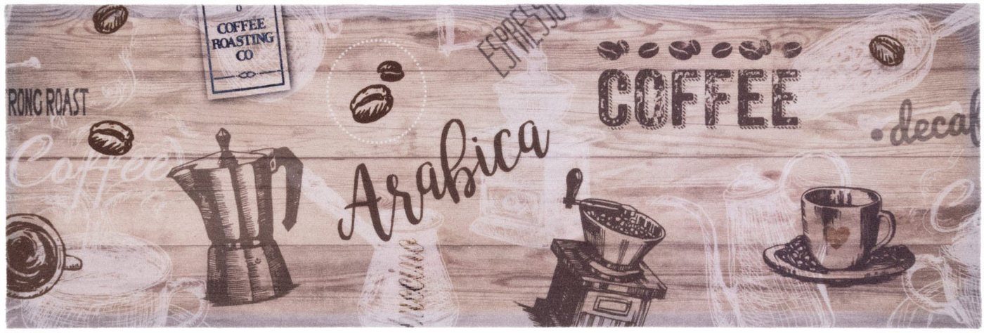 Küchenläufer ARABICA, Primaflor-Ideen in Textil, rechteckig, Höhe: 6,5 mm, Motiv Kaffee, rutschhemmend, waschbar, Küche von Primaflor-Ideen in Textil