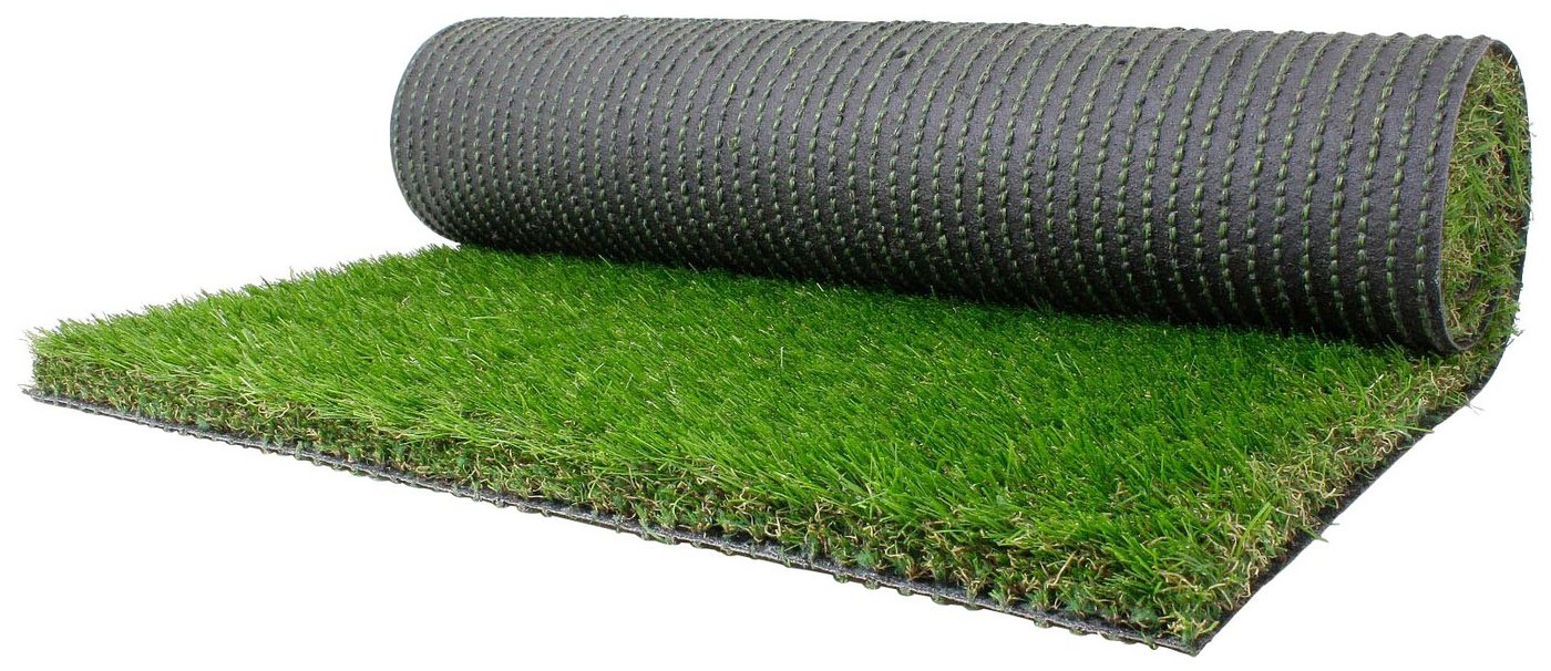 Primaflor-Ideen in Textil Kunstrasen FORESTLAND, Made in Spain, rechteckig, Höhe: 37 mm, realistische Optik, mit Drainagefunktion, ideal für Balkon & Terrasse von Primaflor-Ideen in Textil