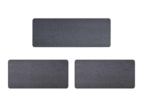 Primaflor Bettumrandung Teppich 3 Teilig - Macao - Anthrazit - Set aus 2 Stück 67x140 cm und 1 Stück 67x180 cm - Bettvorleger für Schlafzimmer - Kurzflor Teppich-Läufer von Primaflor - Ideen in Textil
