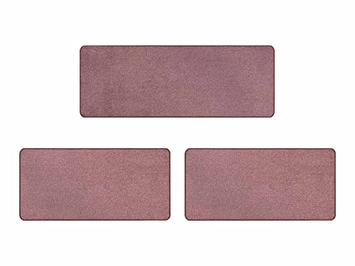 Primaflor Bettumrandung Teppich 3 Teilig - Manila - Mauve - Set aus 2 Stück 67x140 cm und 1 Stück 67x200 cm - Bettvorleger für Schlafzimmer - Kurzflor Teppich-Läufer von Primaflor - Ideen in Textil