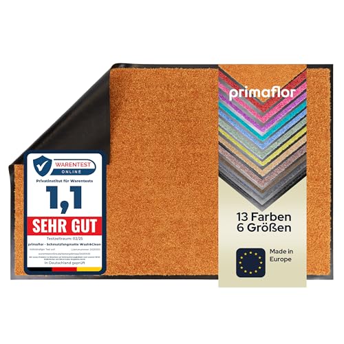 Primaflor Schmutzfangmatte CLEAN – Orange, 40x60 cm | Saugstarke, Schwer entflammbare Fußmatte | Rutschfester Türvorleger für Innen | Türmatte für Eingangsbereich | Sauberlaufmatte mit Gummirand von Primaflor - Ideen in Textil