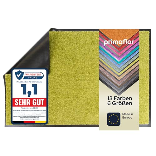 Primaflor Schmutzfangmatte CLEAN – Grün, 60x90 cm | Saugstarke, Schwer entflammbare Fußmatte | Rutschfester Türvorleger für Innen | Türmatte für Eingangsbereich | Sauberlaufmatte mit Gummirand von Primaflor - Ideen in Textil