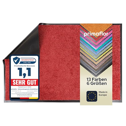Primaflor Fußmatte - CLEAN - Rot, 120x180 cm | Saugstarke, Schwer entflammbare Fußmatte | Rutschfester Türvorleger für Innen | Türmatte für Eingangsbereich | Sauberlaufmatte mit Gummirand von Primaflor - Ideen in Textil