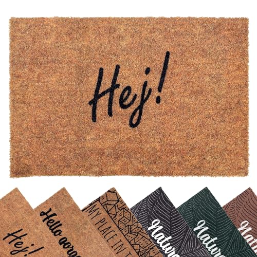 Primaflor Schmutzfangmatte Country – HEJ, 40x60cm, Natur, rutschfeste Türmatte randlos, Fußmatte mit Kokosmatte Optik, Sauberlaufmatte mit Bürsteneffekt von Primaflor - Ideen in Textil