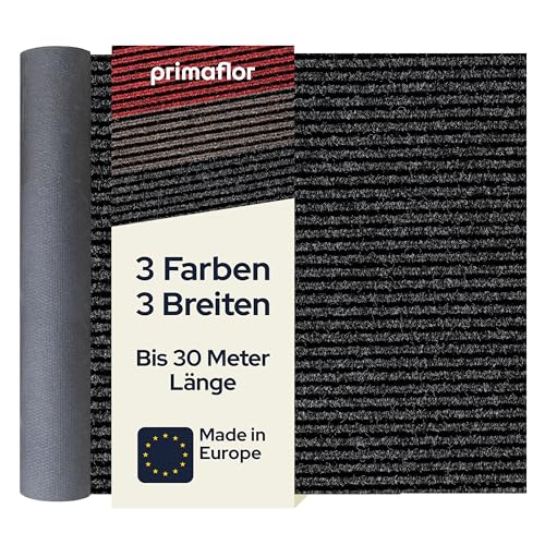 Primaflor Sauberlauf nach Maß - Gin, Anthrazit, 1,20m x 12,00m, Rutschfester Schmutzfangläufer Meterware, Robuster Küchenläufer, Zuschneidbarer Teppichläufer, Eingangsmatte für Flur und Windfang von Primaflor - Ideen in Textil