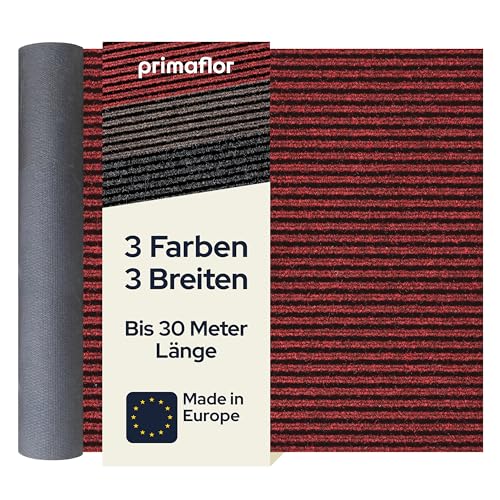 Primaflor Sauberlauf nach Maß - Gin, Rot, 0,80m x 5,00m, Rutschfester Schmutzfangläufer Meterware, Robuster Küchenläufer, Zuschneidbarer Teppichläufer, Eingangsmatte für Flur und Windfang von Primaflor - Ideen in Textil