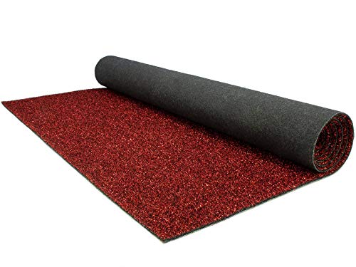 Primaflor Glitzer Hochzeits-Läufer Glimmer - 2,00m x 3,00m, Rot, Event-Teppich mit Schimmer, Schwer Entflammbarer Messeboden, Empfangsteppich, Gangläufer von Primaflor - Ideen in Textil