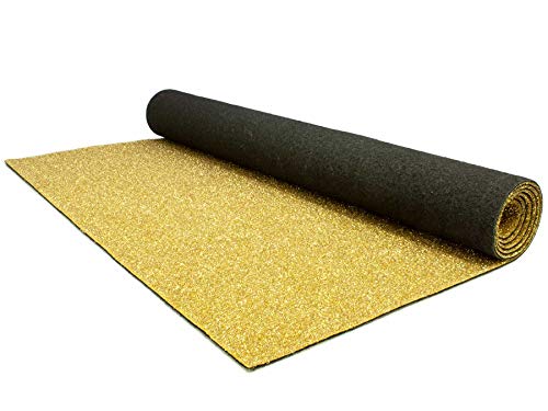 Primaflor Glitzer Hochzeits-Läufer GLIMMER - 1,00m x 4,00m, Gold, Event-Teppich mit Schimmer, Schwer Entflammbarer Messeboden, Empfangsteppich, Gangläufer von Primaflor - Ideen in Textil