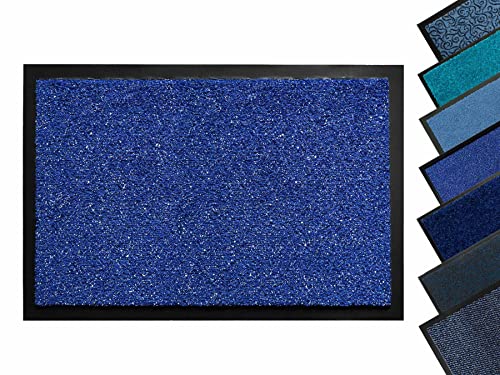 Primaflor - Ideen in Textil Blaue Fußmatte - Schmutzfangmatte - Blau-Glitzer - 50 x 80 cm - Waschbare Eingangsmatte - Rutschfester Türvorleger - Sauberlaufmatte für Innen & Außen von Primaflor - Ideen in Textil