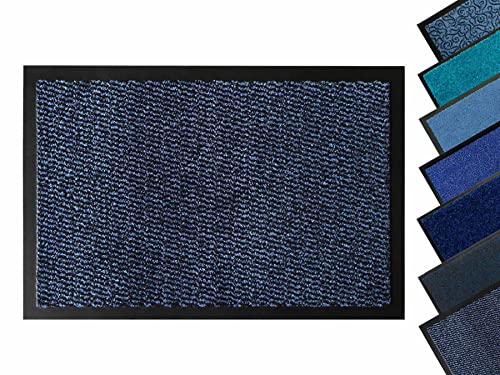Primaflor - Ideen in Textil Blaue Fußmatte - Schmutzfangmatte - Blau-Meliert - 40 x 60 cm - Waschbare Eingangsmatte - Rutschfester Türvorleger - Sauberlaufmatte für Innen & Außen von Primaflor - Ideen in Textil