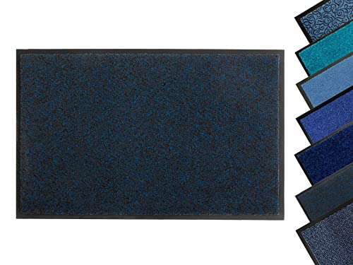 Primaflor - Ideen in Textil Blaue Fußmatte - Schmutzfangmatte - Blau-Schwarz - 60 x 80 cm - Waschbare Eingangsmatte - Rutschfester Türvorleger - Sauberlaufmatte für Innen & Außen von Primaflor - Ideen in Textil