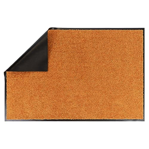 Primaflor - Ideen in Textil Fußmatte Conti – Orange 40cm x 60cm, Waschbare, rutschfeste, Pflegeleichte Schmutzfangmatte, Eingangsmatte, Türvorleger für Innen & Außen von Primaflor - Ideen in Textil