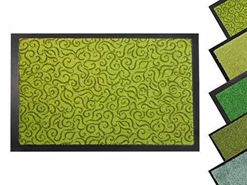 Primaflor - Ideen in Textil Grüne Fußmatte - Schmutzfangmatte - Grün-Gemustert - 60 x 90 cm - Waschbare Eingangsmatte - Rutschfester Türvorleger - Sauberlaufmatte für Innen & Außen von Primaflor - Ideen in Textil