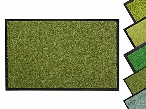 Primaflor - Ideen in Textil Grüne Fußmatte - Schmutzfangmatte - Grün-Schwarz - 40 x 60 cm - Waschbare Eingangsmatte - Rutschfester Türvorleger - Sauberlaufmatte für Innen & Außen von Primaflor - Ideen in Textil