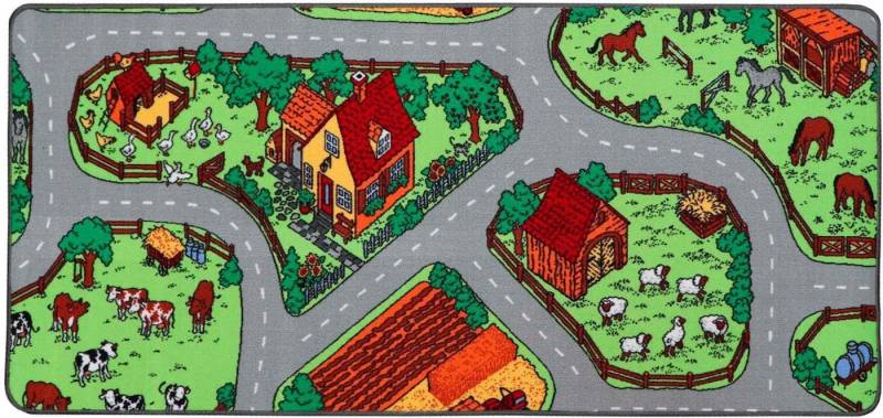 Primaflor-Ideen in Textil Kinderteppich BAUERNHOF, Made in Belgium, rechteckig, Höhe: 5 mm, Straßen-Spiel-Teppich, Kinderzimmer von Primaflor-Ideen in Textil