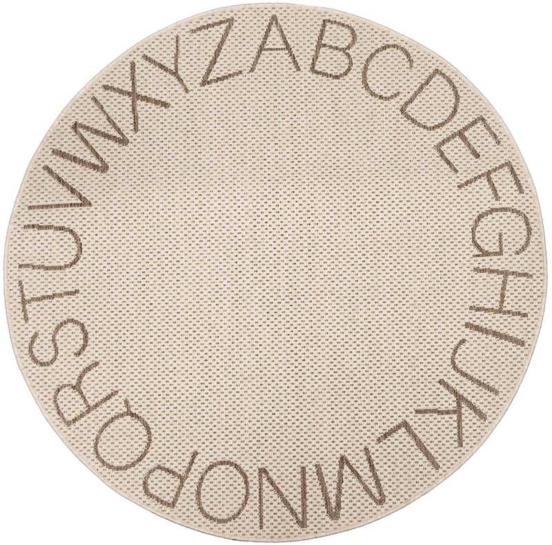 Primaflor-Ideen in Textil Kinderteppich CABANE - ABC, rund, Höhe: 3 mm, Flachgewebe, ABC Buchstaben Bordüre, In- und Outdoor geeignet von Primaflor-Ideen in Textil