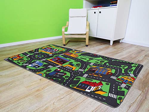 Primaflor - Ideen in Textil Kinderteppich Spielteppich Stadt Straßenteppich - 95 x 200 cm Spielmatte, Verkehrsteppich, Teppich mit Straßen von Primaflor - Ideen in Textil
