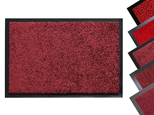 Primaflor - Ideen in Textil Rote Fußmatte - Schmutzfangmatte - Weinrot - 40 x 60 cm - Waschbare Eingangsmatte - Rutschfester Türvorleger - Sauberlaufmatte für Innen & Außen von Primaflor - Ideen in Textil