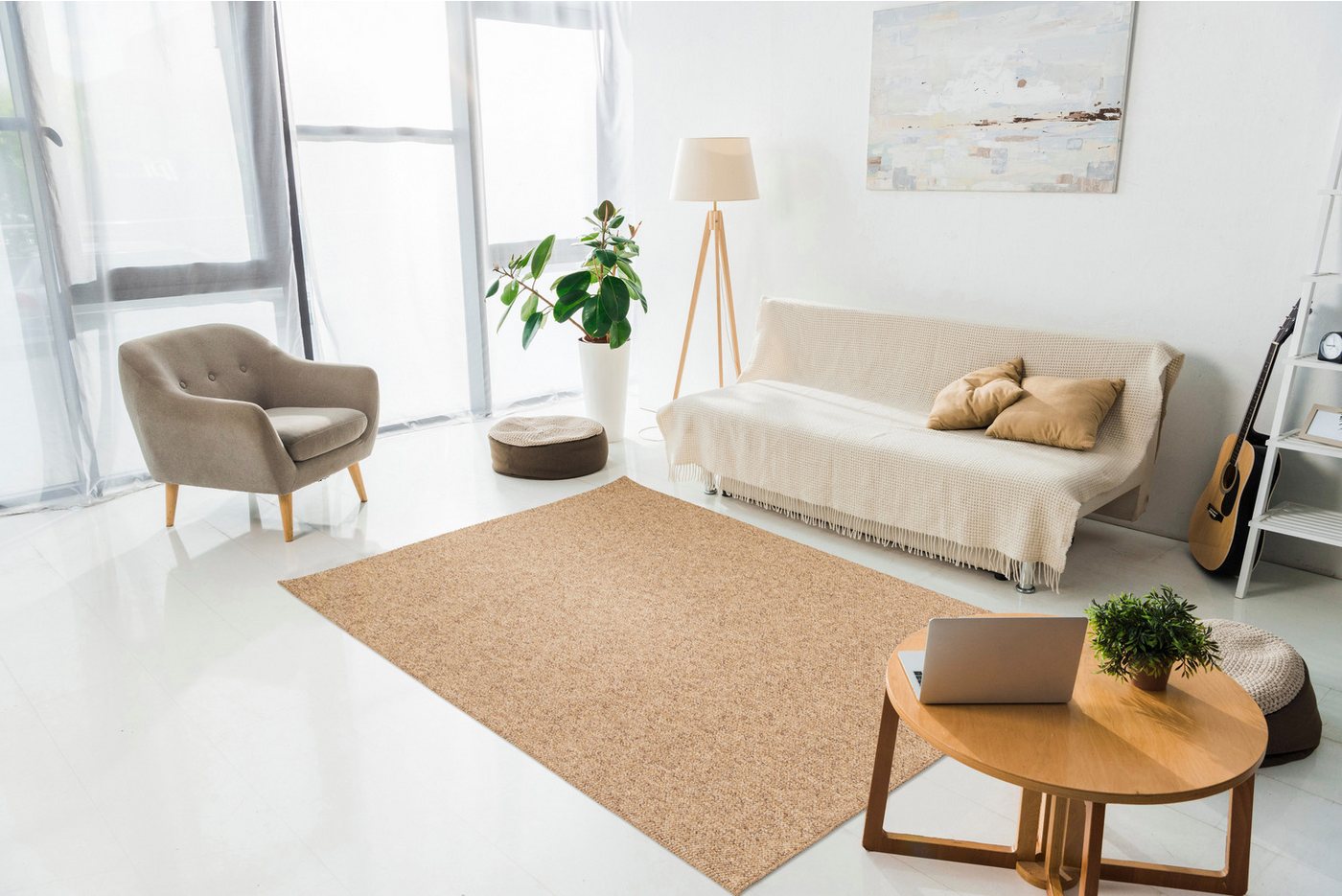 Primaflor-Ideen in Textil Teppich Teppich LINO, Made in Belgium, rechteckig, Höhe: 10 mm, Wolloptik, grobe Schlinge, meliert, strapazierfähig von Primaflor-Ideen in Textil