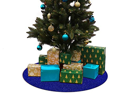 Primaflor - Ideen in Textil Weihnachtsbaum-Unterlage Glimmer Rund - Blau, 50 cm Durchmesser, Tannenbaum-Bodenschutzmatte, Glitzer Event-Teppich von Primaflor - Ideen in Textil