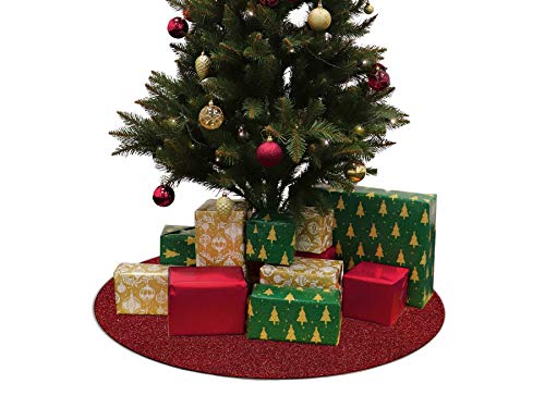 Weihnachtsbaum-Unterlage Glimmer Rund - Rot, 50 cm Durchmesser, Tannenbaum-Bodenschutzmatte, Glitzer Event-Teppich von Primaflor - Ideen in Textil