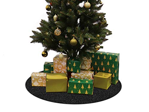 Weihnachtsbaum-Unterlage Glimmer Rund - Schwarz, 30 cm Durchmesser, Tannenbaum-Bodenschutzmatte, Glitzer Event-Teppich von Primaflor - Ideen in Textil