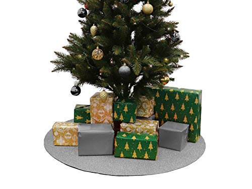 Weihnachtsbaum-Unterlage Glimmer Rund - Silber, 100 cm Durchmesser, Tannenbaum-Bodenschutzmatte, Glitzer Event-Teppich von Primaflor - Ideen in Textil